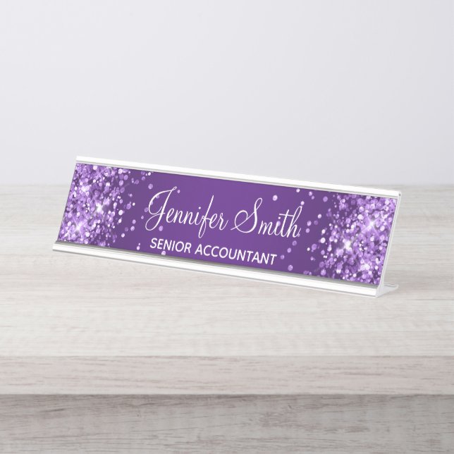 Placa De Mesa Gradiente Roxo Real Brilhante (Frente)