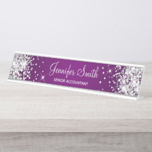 Placa De Mesa Gradiente Roxo-Roxo da Glitter Girard Silver