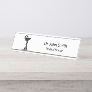 Placa De Mesa Graduação Médica Branca de Higia-Cobra Bowl Preta