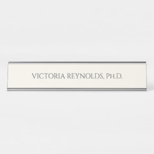 Placa De Mesa Graduado Minimalista Marfim Cinza Ph.D