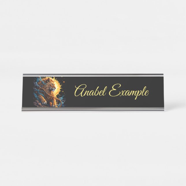 Placa De Mesa Guardian of the Solar Threshold – Lion of Balance  (Frente)