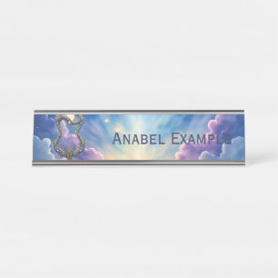 Placa De Mesa Harpa Celestial ao Luar – Arte de Fantasia Cósmica