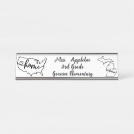 Placa De Mesa Home Line Art Personalizado dos EUA