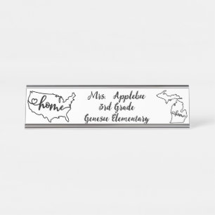 Placa De Mesa Home Line Art Personalizado dos EUA