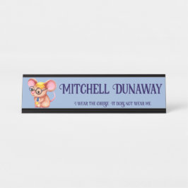 Placa De Mesa Homem Queijo Peludo Negócios Rato Gravata Óculos N