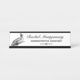 Placa De Mesa Ilustração de Peacock de Aves Vintage Personali