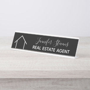 Placa De Mesa Imobilizador Preto-Branco Moderno do Imóveis