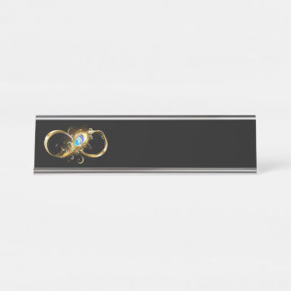 Placa De Mesa Infinidade com a pena Pavão de Ouro