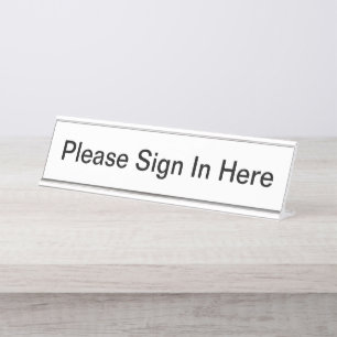 Placa De Mesa Início de Sessão na Área de Recepção do Serviço Mé