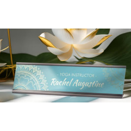 Placa De Mesa Instrutor de Meditação Yoga Green Blue Mandala Dou