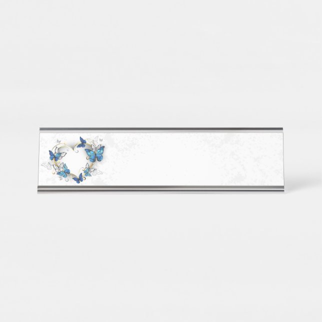 Placa De Mesa Jewelry Heart with Butterflies Morpho (Frente)