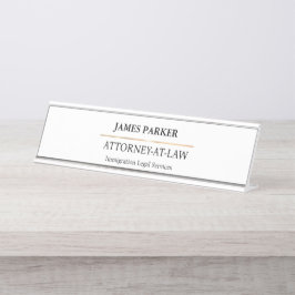 Placa De Mesa Lawyer Attorney At Law Classy White