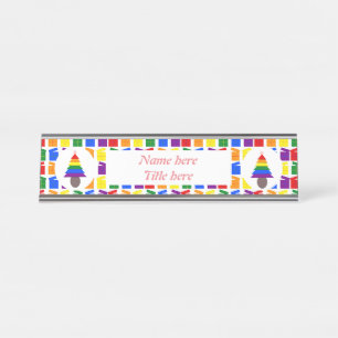 Placa De Mesa Lésbicas Árvore de Natal Rainbow e Presentes