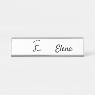 Placa De Mesa Letra E monograma preto minimalista simples adicio