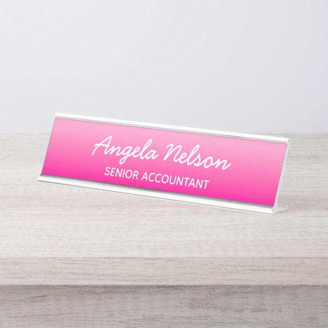 Placa De Mesa Light and Hot Pink Ombre (Frente)