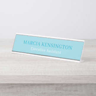 Placa De Mesa Light Aqua Blue Modern Professional Desk Name