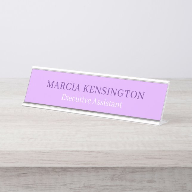 Placa De Mesa Lilás Lavanda Claro Moderno Profissional (Frente)