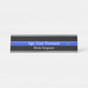 Placa De Mesa Linha Azul Fino - Sargento Stripes Rank Nameplate