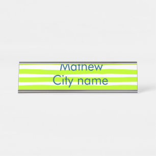 Placa De Mesa Listras retrô amarelo verde néon adicionam nome ci