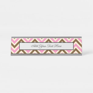 Placa De Mesa Listras Zig Zag Rosa Branco Marrom Cowgirl Country