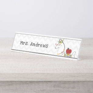 Placa De Mesa Llama Professora da Apple Chevron Floral