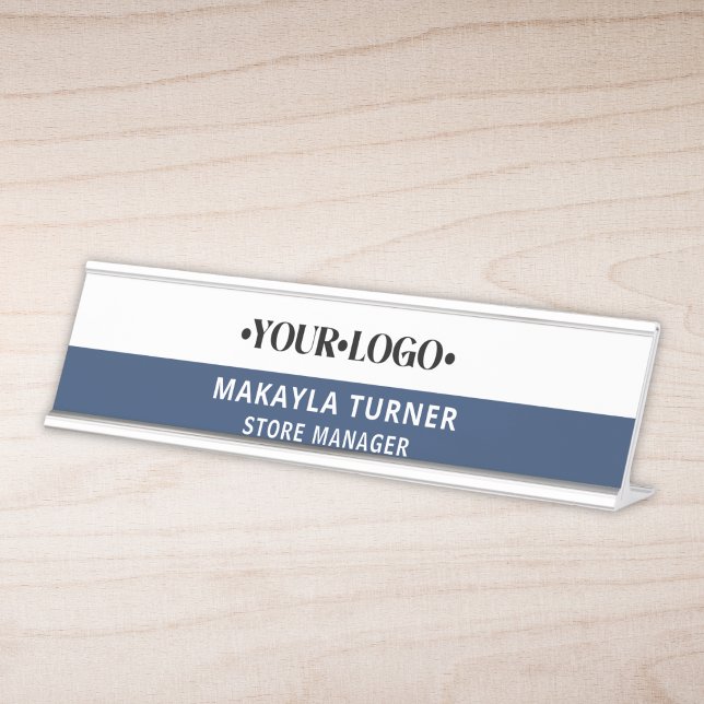 Placa De Mesa Logotipo Azul Personalizado (Criador carregado)