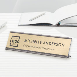 Placa De Mesa Logotipo comercial personalizado Mínimo Dourado