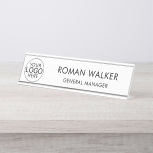 Placa De Mesa Logotipo Corporativo Empresarial Moderno Personali