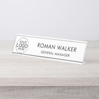 Placa De Mesa Logotipo Corporativo Empresarial Moderno Personali