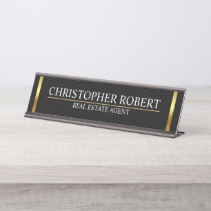 Placa De Mesa Logotipo da Casa Dourada Moderna de Imóveis