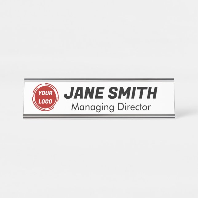 Placa De Mesa Logotipo da empresa PERSONALIZADO (Frente)