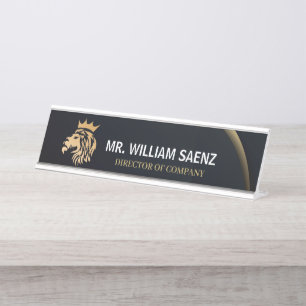 Placa De Mesa Logotipo de Leão Elegante Profissional