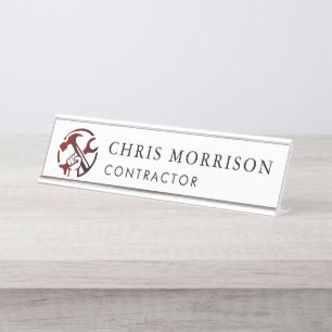Placa De Mesa Logotipo de Marketing de Negócios de Construção