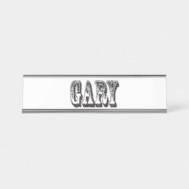 Placa De Mesa Logotipo do nome Gary Mens (Frente)