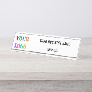 Placa De Mesa Logotipo e Texto comercial da sua empresa