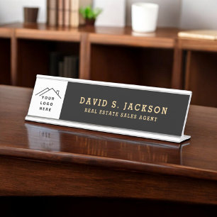 Placa De Mesa Logotipo personalizado Black Dourado Professional