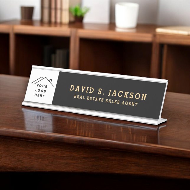 Placa De Mesa Logotipo personalizado Black Dourado Professional (Criador carregado)