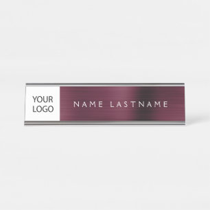 Placa De Mesa Logotipo Personalizado Burgundy Professional