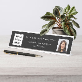 Placa De Mesa Logotipo Personalizado da Empresa Foto Nome da Emp