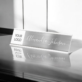 Placa De Mesa Logotipo Personalizado do Prata Executivo