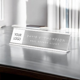 Placa De Mesa Logotipo Personalizado do Prata Executivo
