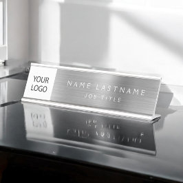 Placa De Mesa Logotipo personalizado Executivo Prata Profissiona