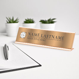 Placa De Mesa Logotipo personalizado Faux Copper Classy Elegante