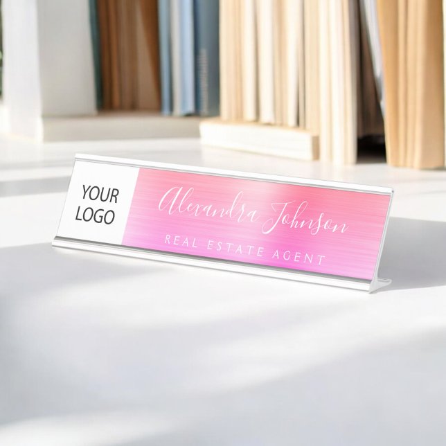 Placa De Mesa Logotipo Personalizado - Laranja Cor-de-rosa (Criador carregado)