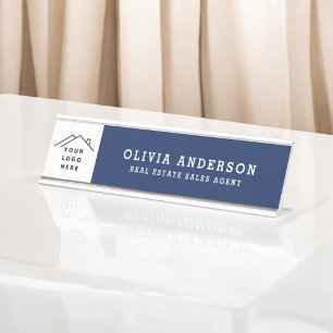 Placa De Mesa Logotipo personalizado Marinho executivo azul prof
