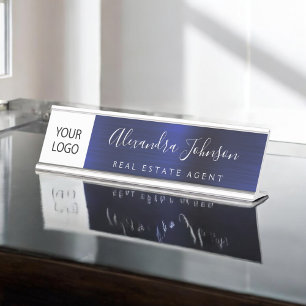 Placa De Mesa Logotipo personalizado Marinho executivo azul prof