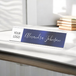 Placa De Mesa Logotipo personalizado Marinho executivo azul prof
