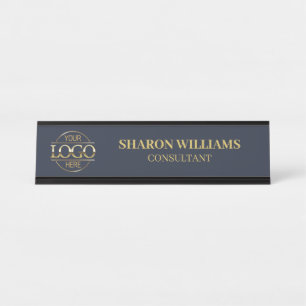 Placa De Mesa Logotipo personalizado Minimalista azul de Marin