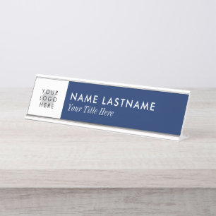 Placa De Mesa Logotipo personalizado Mínimo do Marinho Azul Títu