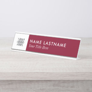 Placa De Mesa Logotipo personalizado Mínimo Elegante Branco da B